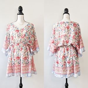 NWT Sevya Handmade Coral Floral Caftan